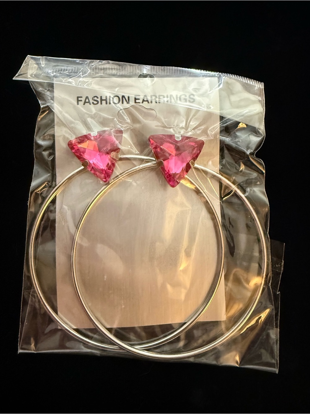 Fashion Earrings Pink Crystal Hoop Earrings